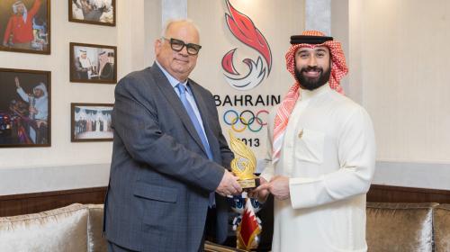 Greetings from Shaikh Khalid bin Hamad, Conveyed as Al-Kooheji, Welcomes IOC Executive Board Member and President of the International Wrestling Federation