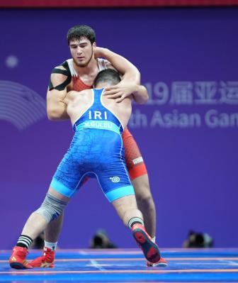 Ahmed Taj El-Din wins the gold medal in the 97 kg weight class
