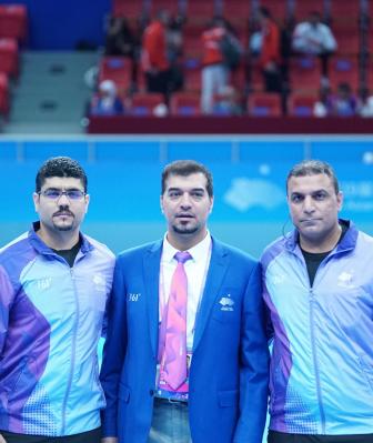 Bahrain Team officiate in the women's final at the Hangzhou Asians