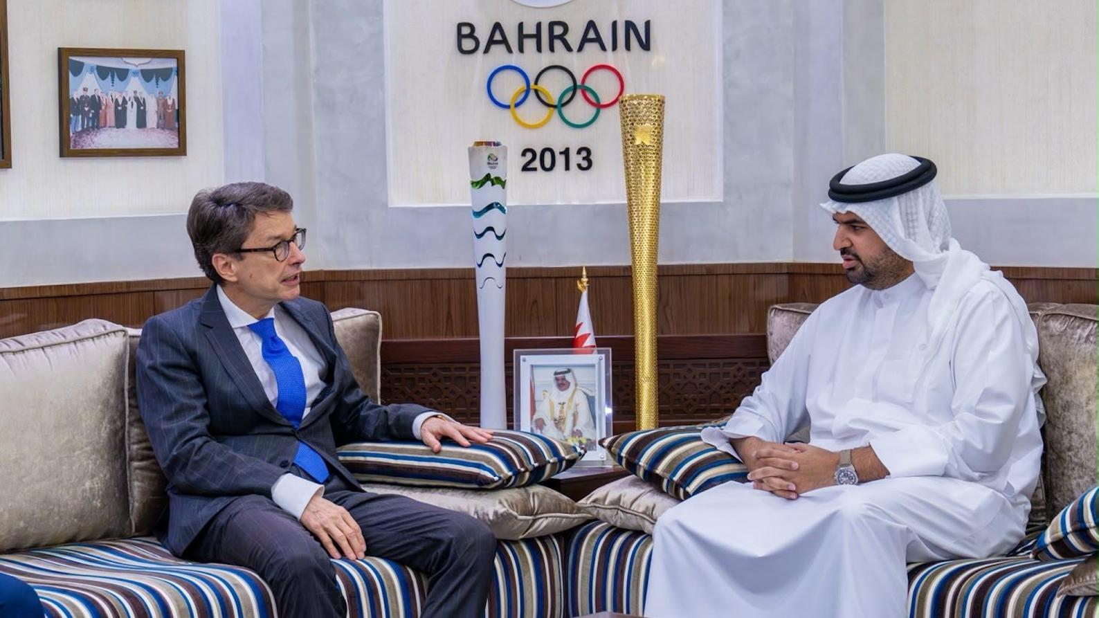 Isa bin Ali Receives German Ambassador and Discusses Strengthening Sports Cooperation